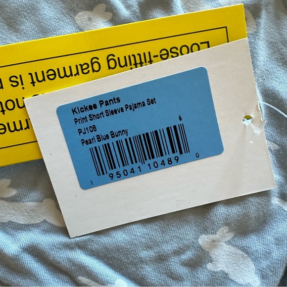 KicKee Pants Soft Bamboo Pearl Blue bunny 2pc Pajamas Easter Child 6 NWT - Picture 8 of 8